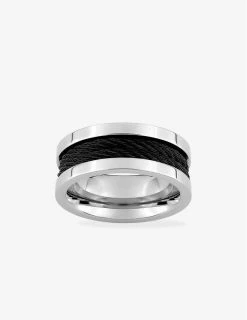 CARGO Bague Acier Et Câbles Noir
