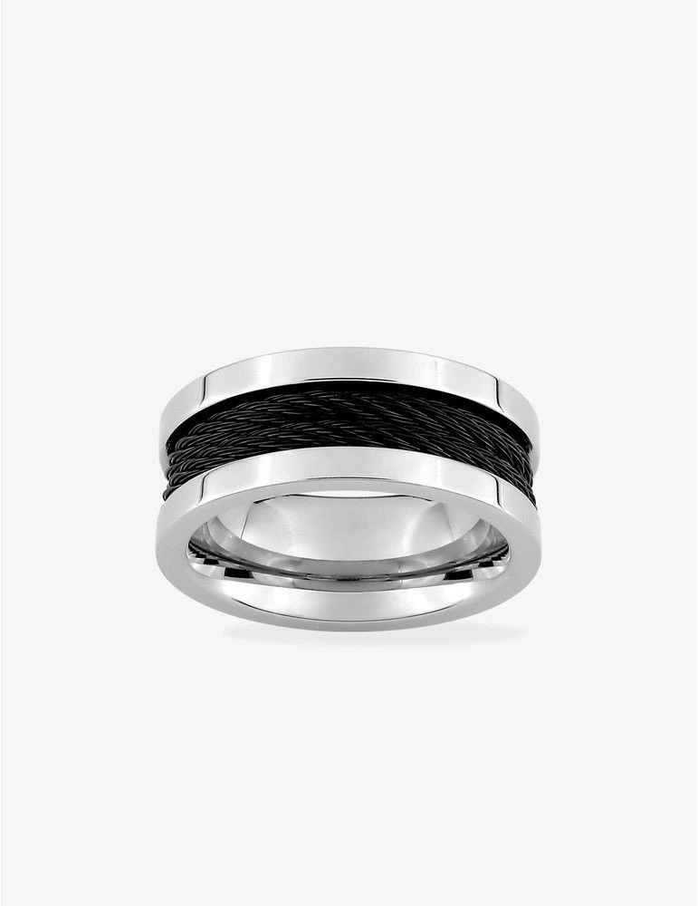 CARGO Bague Acier Et Câbles Noir