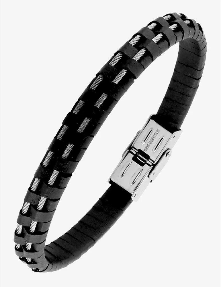 CARGO Bracelet Acier Cuir Et Câble – Image 4