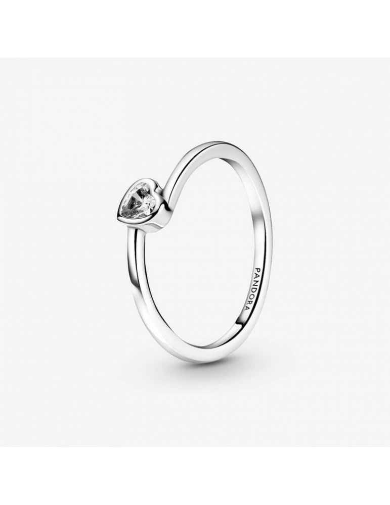 PANDORA Bague Coeur Solitaire Incliné