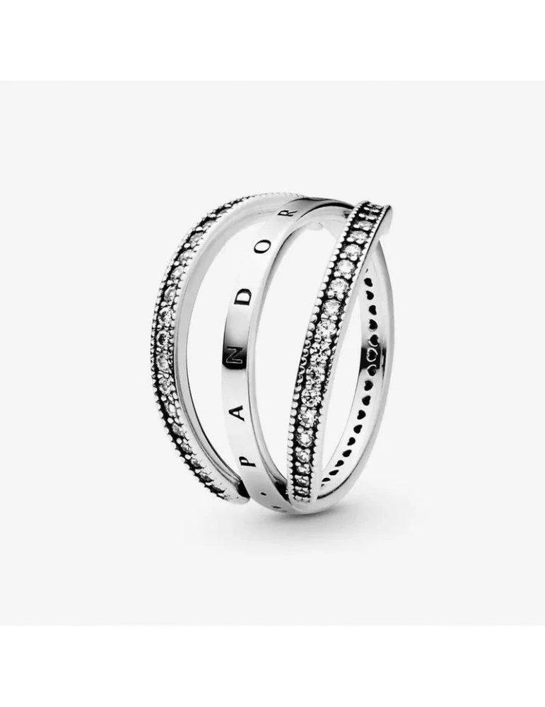PANDORA Bague Signature Et Coeurs