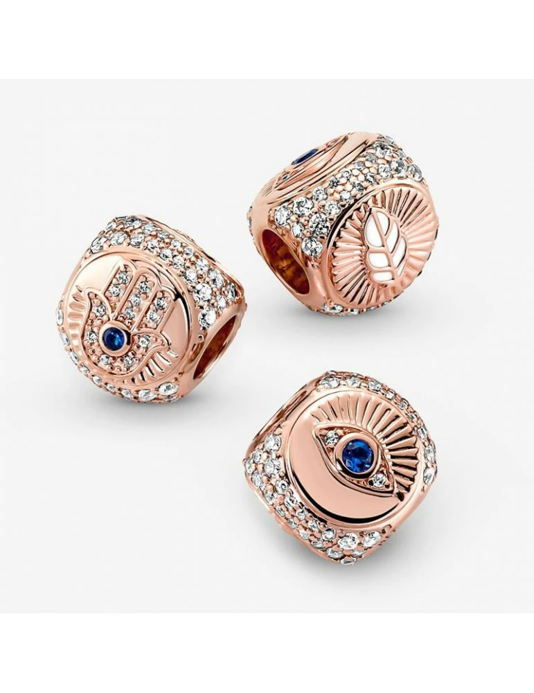 PANDORA Charm à Trois Faces Main De Fatma, Œil Qui Voit Tout & Plume – Image 4