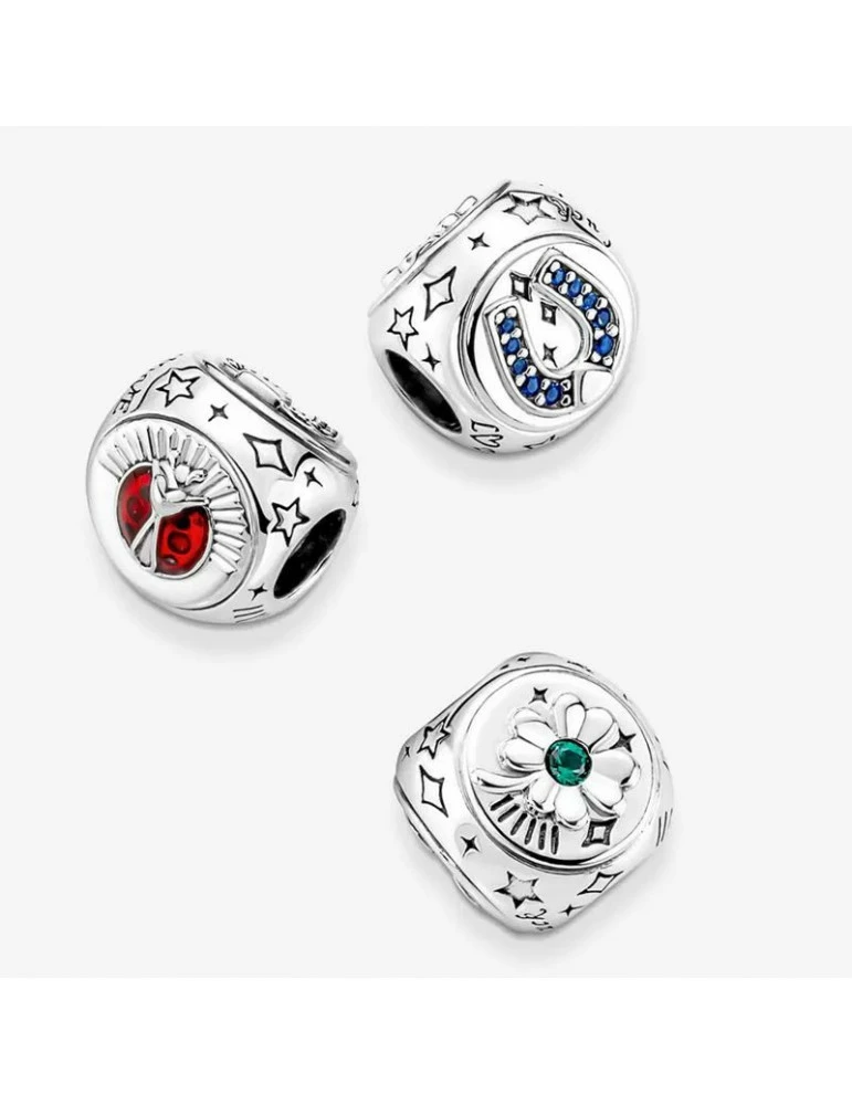 PANDORA Charm à Trois Faces Trèfle à Quatre Feuilles, Fer à Cheval & Coccinelle – Image 3