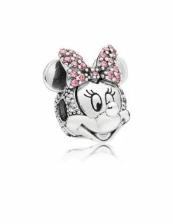 PANDORA Charm Clip Disney Minnie Nœud Pavé Rose