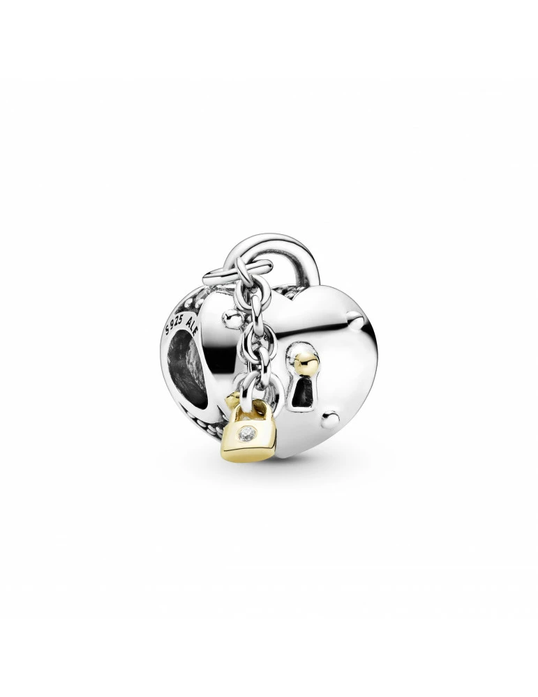 PANDORA Charm Cœur Et Cadenas Bicolor
