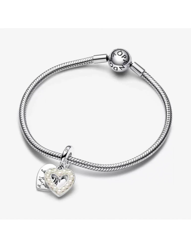 PANDORA Charm Double Cœur Blanc Nacré – Image 2