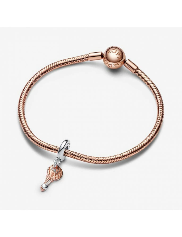 PANDORA Charm Pendant Clé Et Cœur Coulissant Bicolore – Image 3