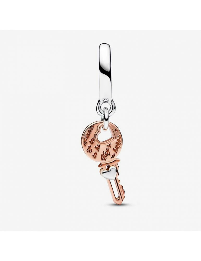 PANDORA Charm Pendant Clé Et Cœur Coulissant Bicolore – Image 4