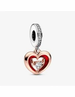 PANDORA Charm Pendant Cœur Rayonnant Bicolore