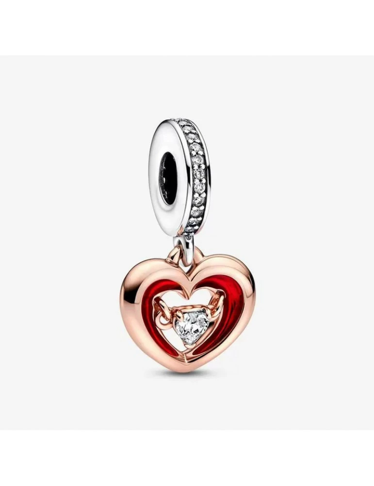 PANDORA Charm Pendant Cœur Rayonnant Bicolore