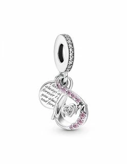 PANDORA Charm Pendant Double Mom Et Infini Pavé