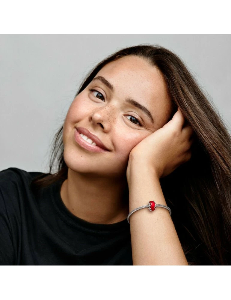 PANDORA Charm Verre De Murano Rouge Givré & Coeurs – Image 2