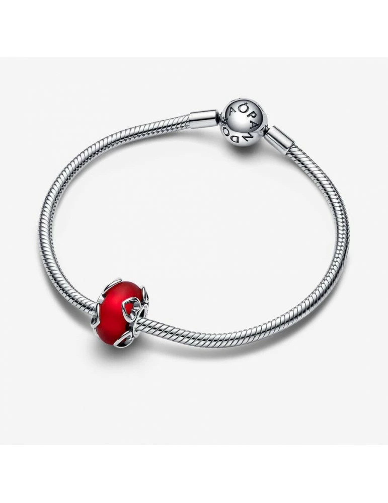 PANDORA Charm Verre De Murano Rouge Givré & Coeurs – Image 3
