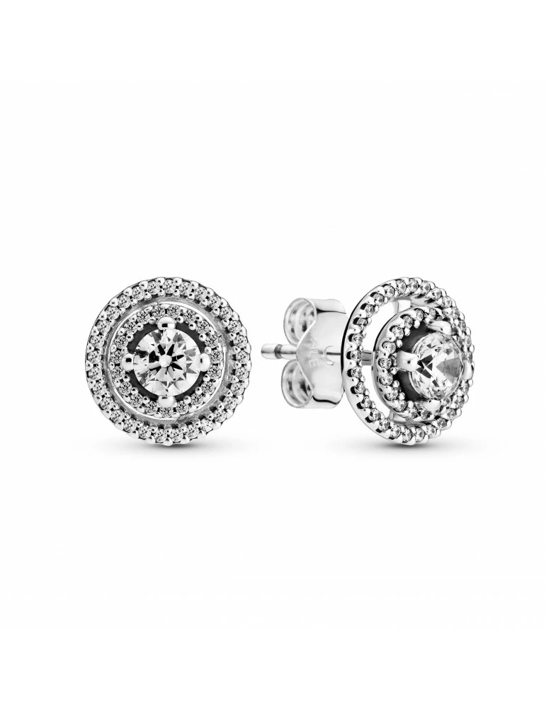 PANDORA Clous D'Oreilles Halo Double Scintillants