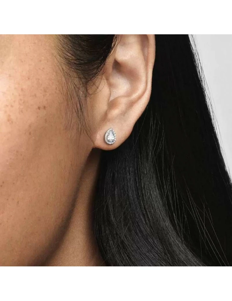 PANDORA Clous D'Oreilles Halo Goutte Scintillants – Image 2