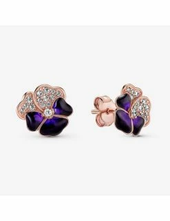 PANDORA Clous D'Oreilles Pensée Violet Foncé
