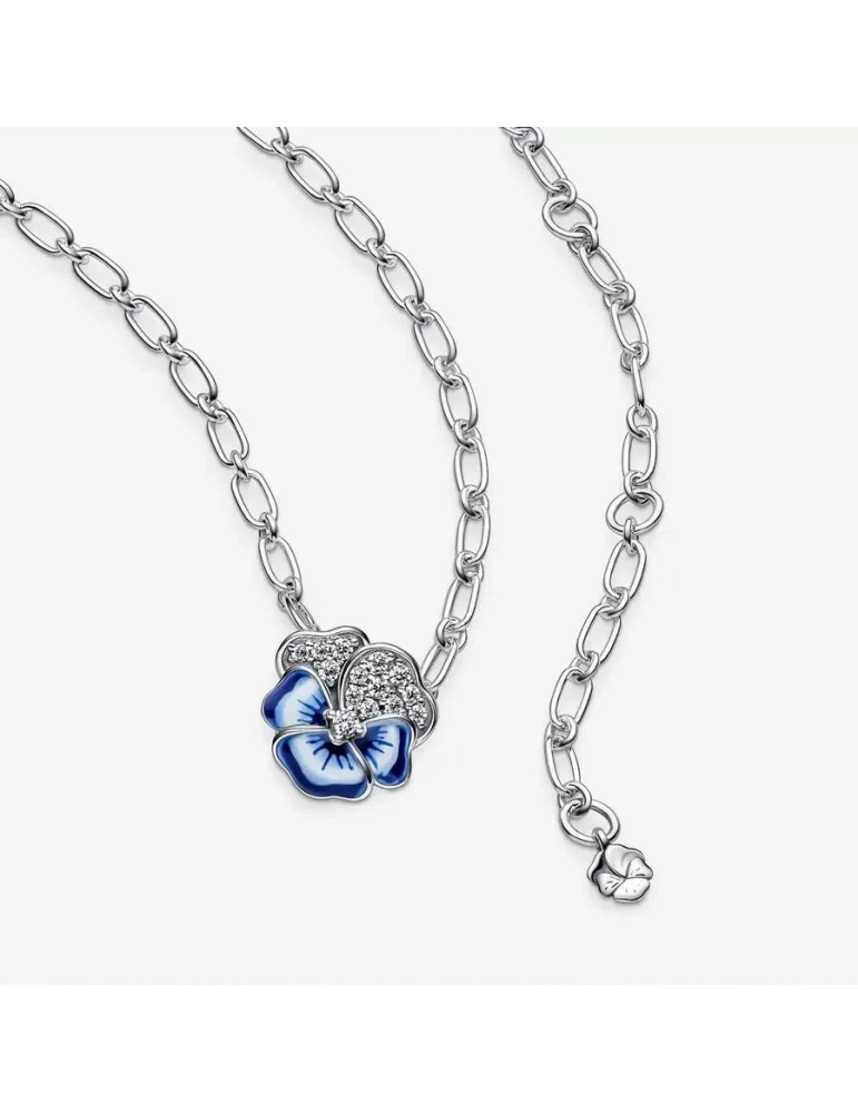 PANDORA Collier Avec Pendentif Pensée Bleue – Image 2