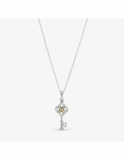 PANDORA Collier Clé Et Fleur Bicolore