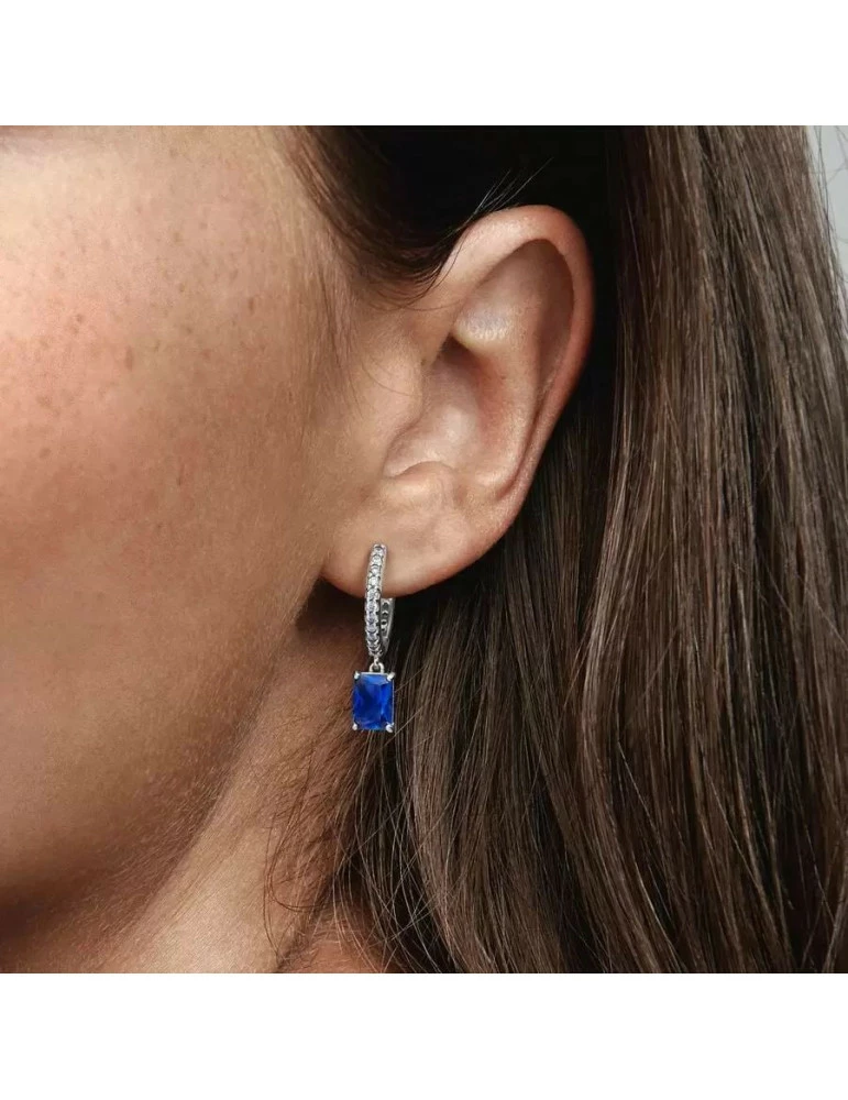 PANDORA Créoles Rectangulaires Bleues – Image 2