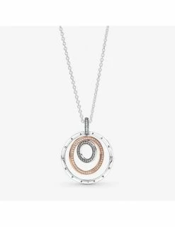 PANDORA Pendentif & Collier Cercles Bicolores